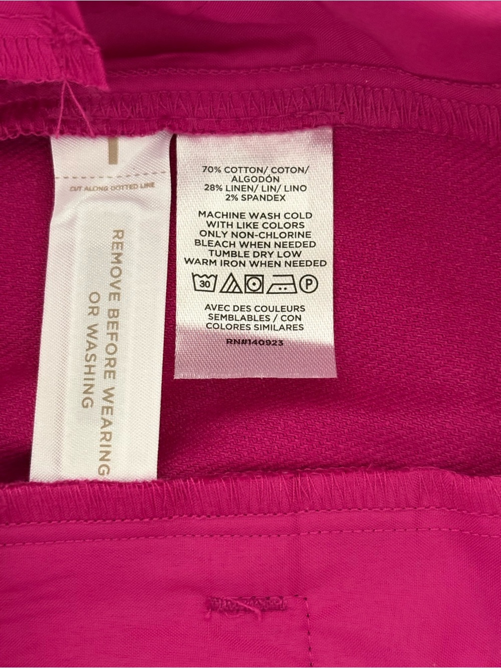 NWT LOFT Flare, Boot-Cut Pants, Pintuck Front, Cotton Linen, Pink, SZ 14, 32” IS - Picture 9 of 11